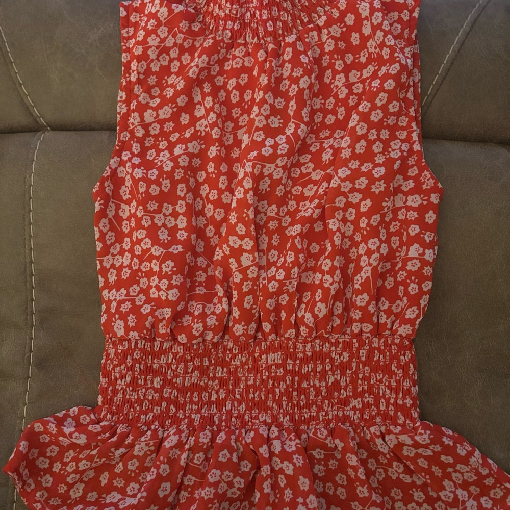 Floral Red Sleeveless Top